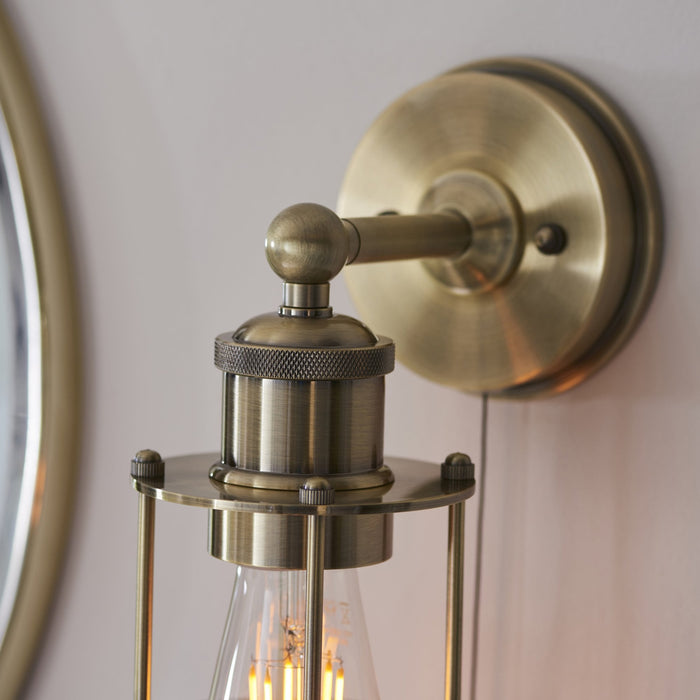 Endon 99952 Bathroom 1 Light Wall Light Antique Brass Plate