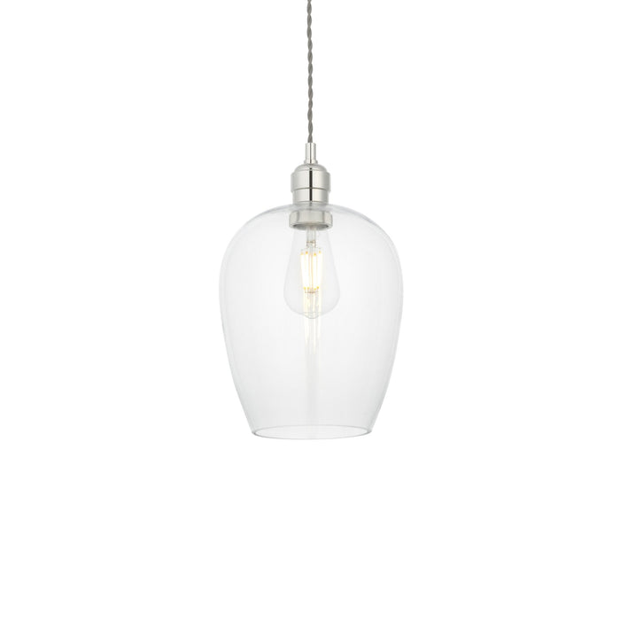 Endon 100657 1 Light Pendant Bright Nickel Plate & Clear Glass