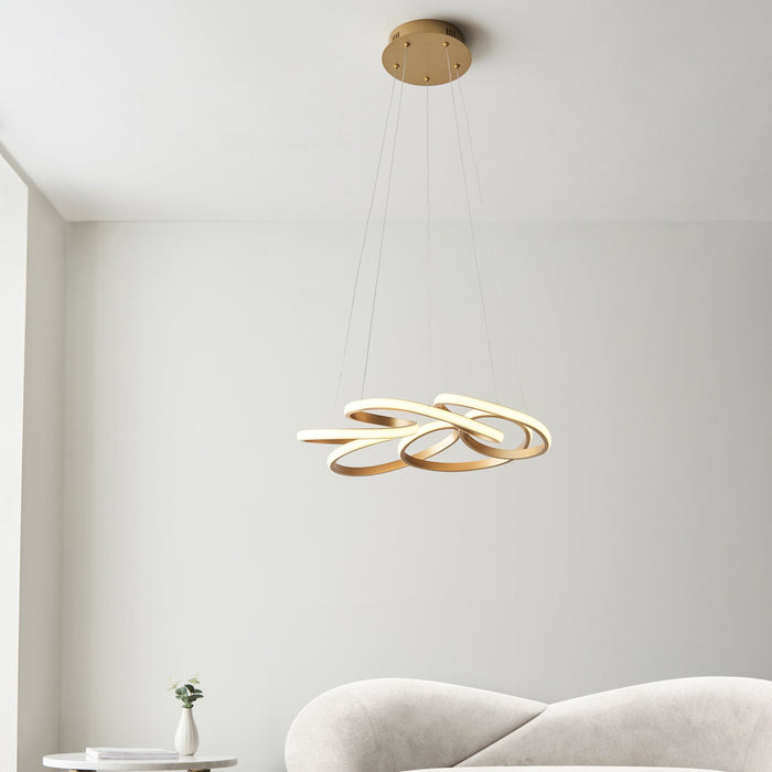 Endon 101561 1 Light LED Pendant Satin Gold Paint & White Silicone