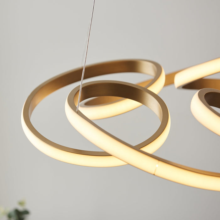 Endon 101561 1 Light LED Pendant Satin Gold Paint & White Silicone