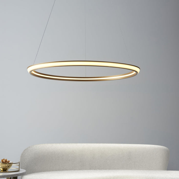 Endon 102254 1 Light LED Pendant Satin Gold Paint & White Silicone