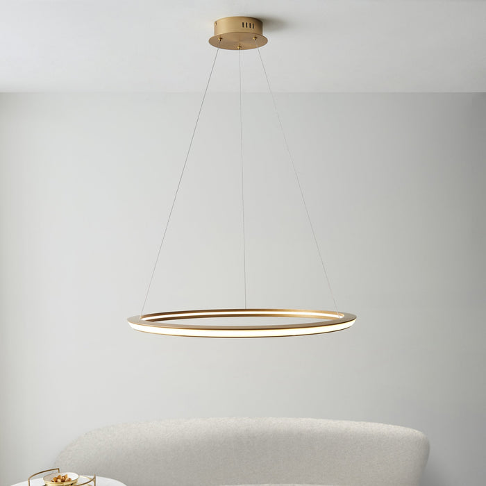 Endon 102254 1 Light LED Pendant Satin Gold Paint & White Silicone