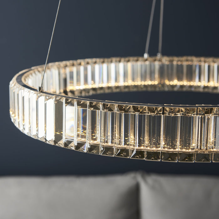 Endon 102255 1 Light LED Pendant Chrome Plate & Clear Crystal