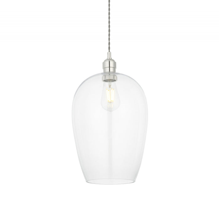 Endon 102678 1 Light Pendant Bright Nickel Plate & Clear Glass