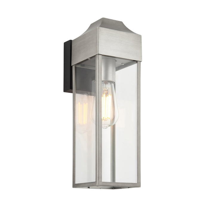Endon 95529 Outdoor Wall 1 Light Brushed Silver Finish, Matt Black And Clear Glass