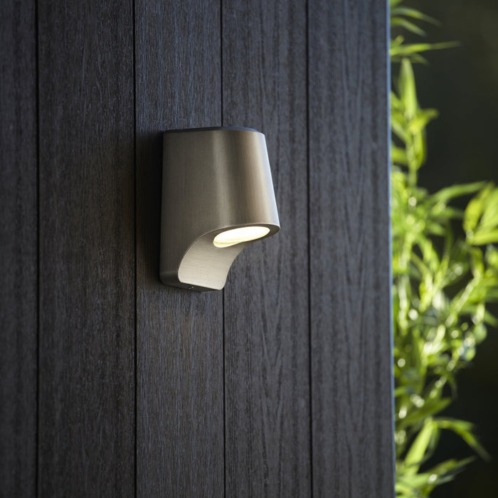 Endon 95536 Outdoor Wall LED Light Brushed Silver Finish And Frosted Glass