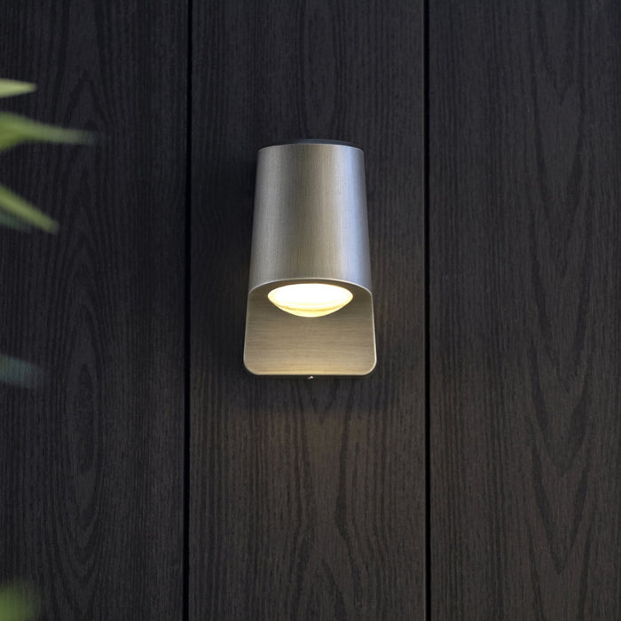 Endon 95536 Outdoor Wall LED Light Brushed Silver Finish And Frosted Glass