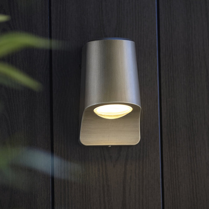 Endon 95536 Outdoor Wall LED Light Brushed Silver Finish And Frosted Glass