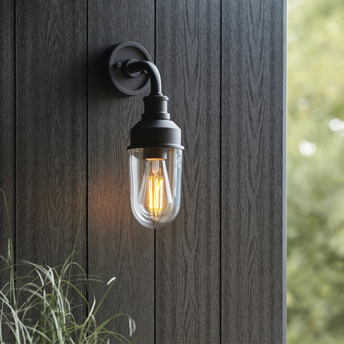 Endon 95884 Outdoor Wall 1 Light Matt Black And Clear Glass