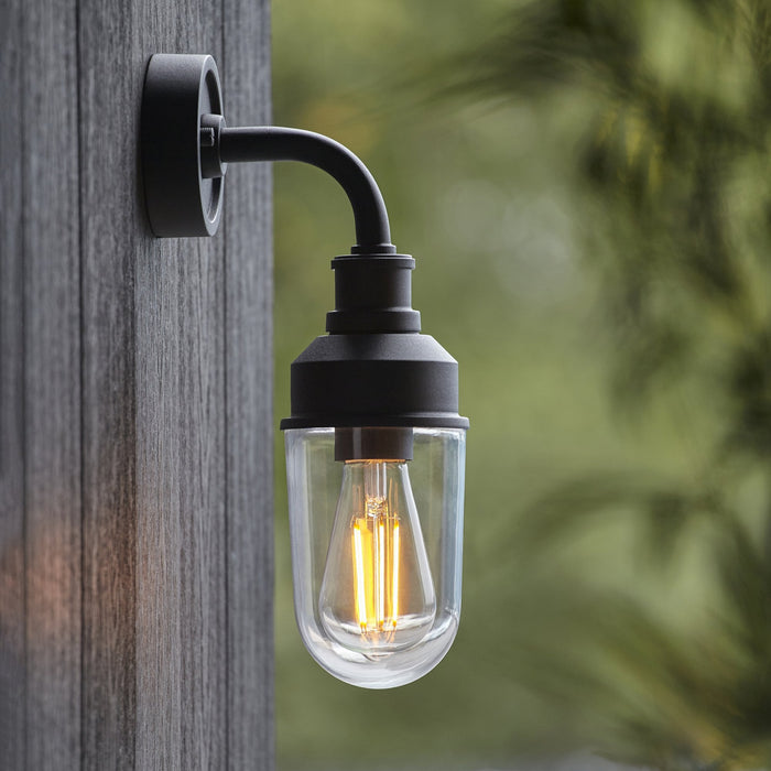 Endon 95884 Outdoor Wall 1 Light Matt Black And Clear Glass