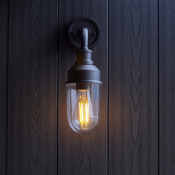 Endon 95884 Outdoor Wall 1 Light Matt Black And Clear Glass