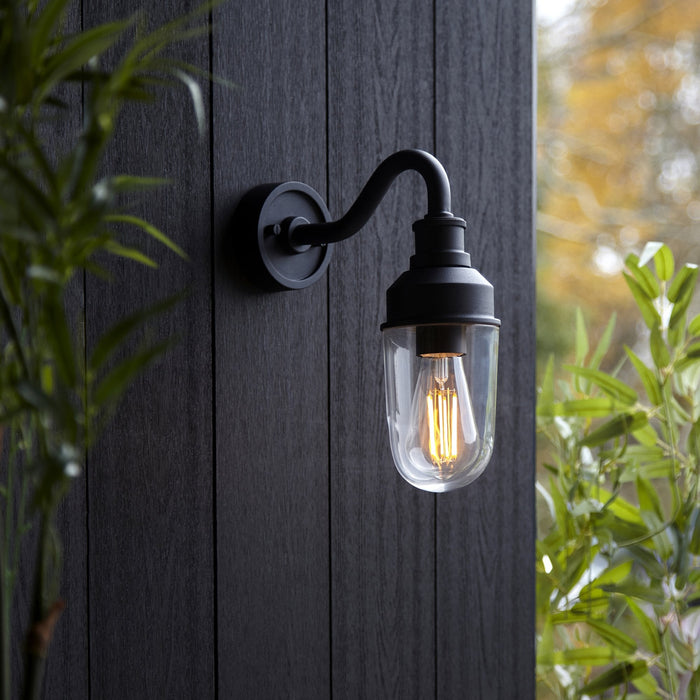 Endon 95886 Outdoor Wall 1 Light Matt Black And Clear Glass