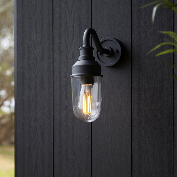 Endon 95886 Outdoor Wall 1 Light Matt Black And Clear Glass