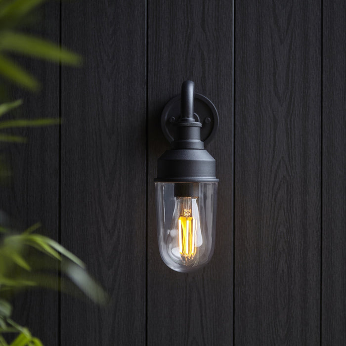 Endon 95886 Outdoor Wall 1 Light Matt Black And Clear Glass