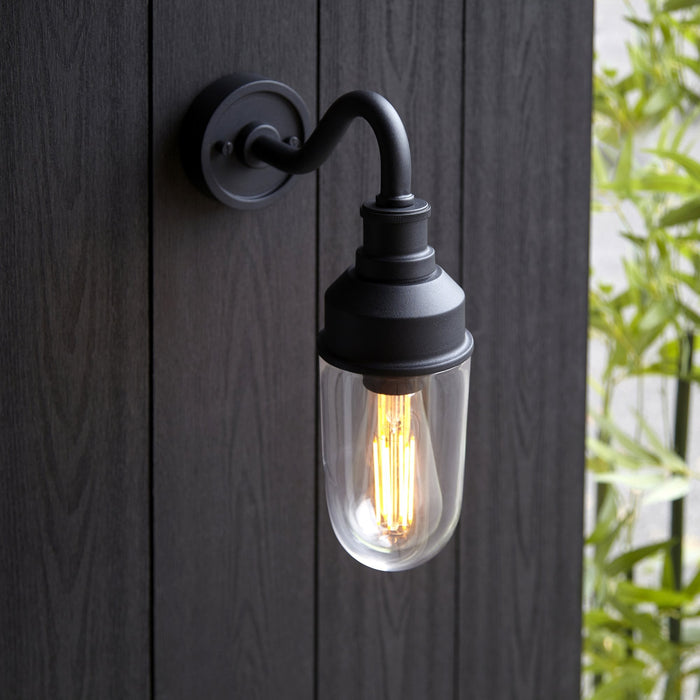 Endon 95886 Outdoor Wall 1 Light Matt Black And Clear Glass