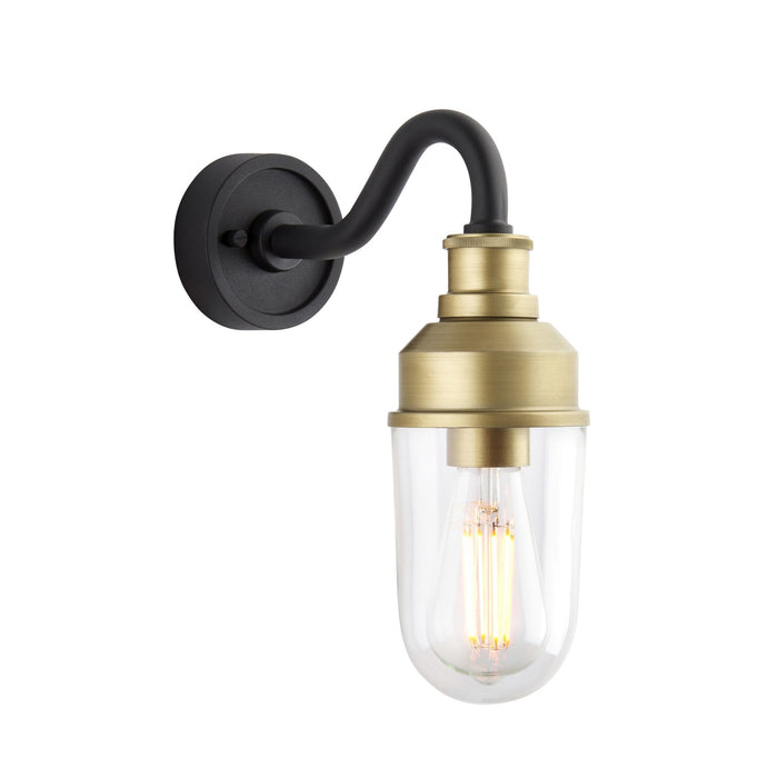 Endon 95887 Outdoor Wall 1 Light Matt Black And Brushed Gold Finish With Clear Glass