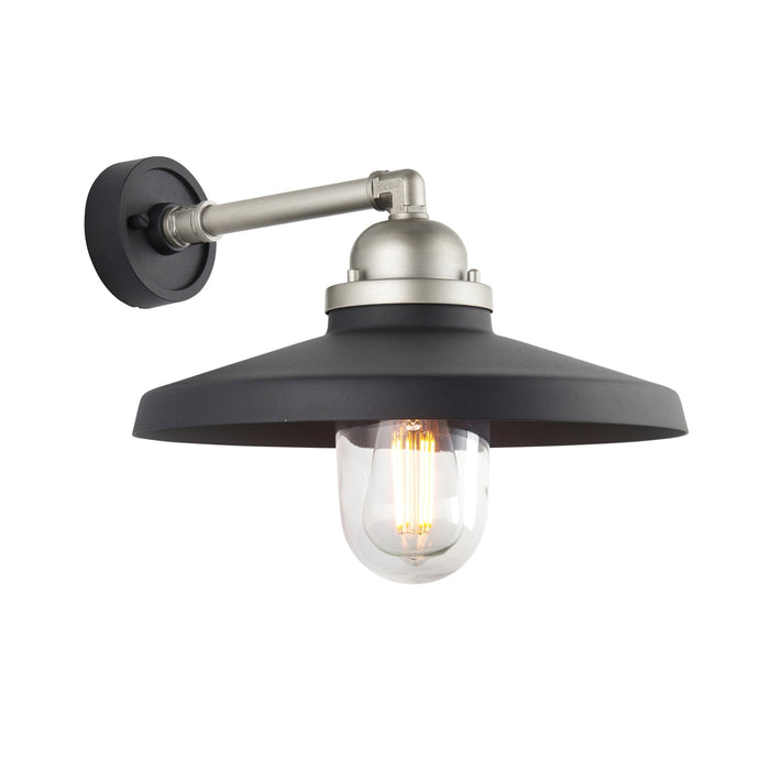 Endon 95901 Outdoor Wall 1 Light Matt Black And Brushed Silver Finish With Clear Glass
