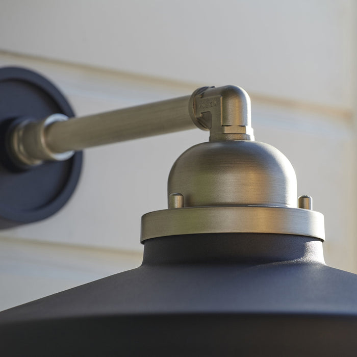 Endon 95901 Outdoor Wall 1 Light Matt Black And Brushed Silver Finish With Clear Glass