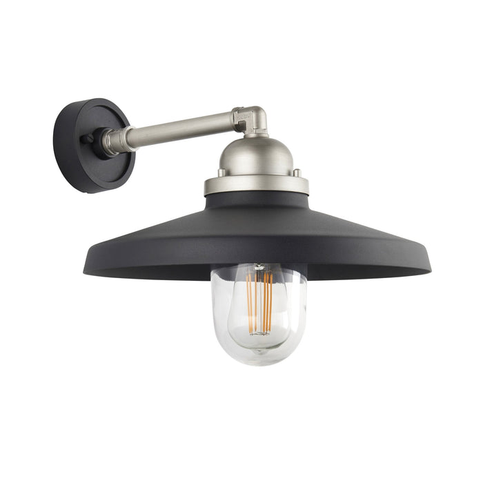 Endon 95901 Outdoor Wall 1 Light Matt Black And Brushed Silver Finish With Clear Glass
