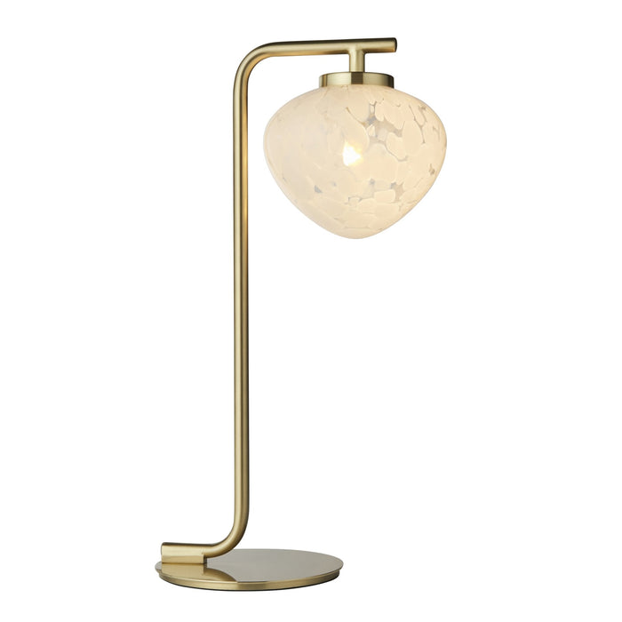 Nelson Lighting NL948817 Table Lamp 1 Light Satin Brass Plate And White Confetti Glass