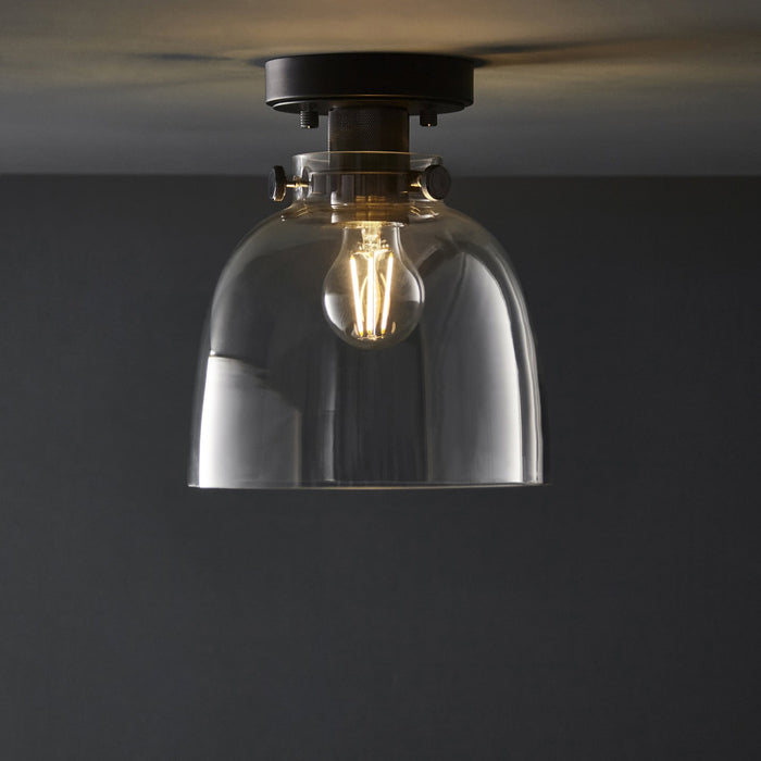 Endon 99106 Flush Ceiling 1 Light Smokey Grey Tinted Glass And Black Chrome Plate