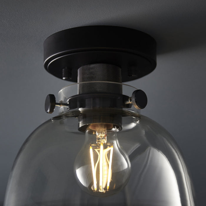 Endon 99106 Flush Ceiling 1 Light Smokey Grey Tinted Glass And Black Chrome Plate