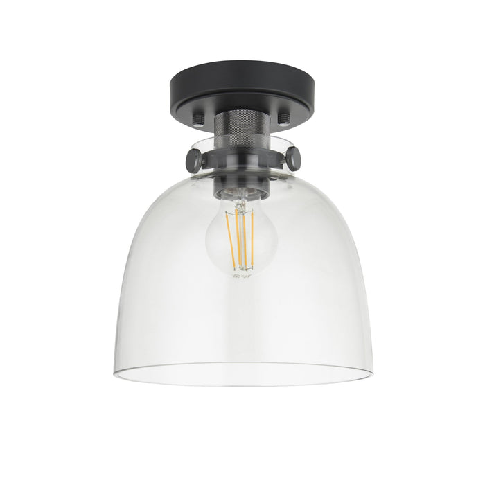 Endon 99106 Flush Ceiling 1 Light Smokey Grey Tinted Glass And Black Chrome Plate