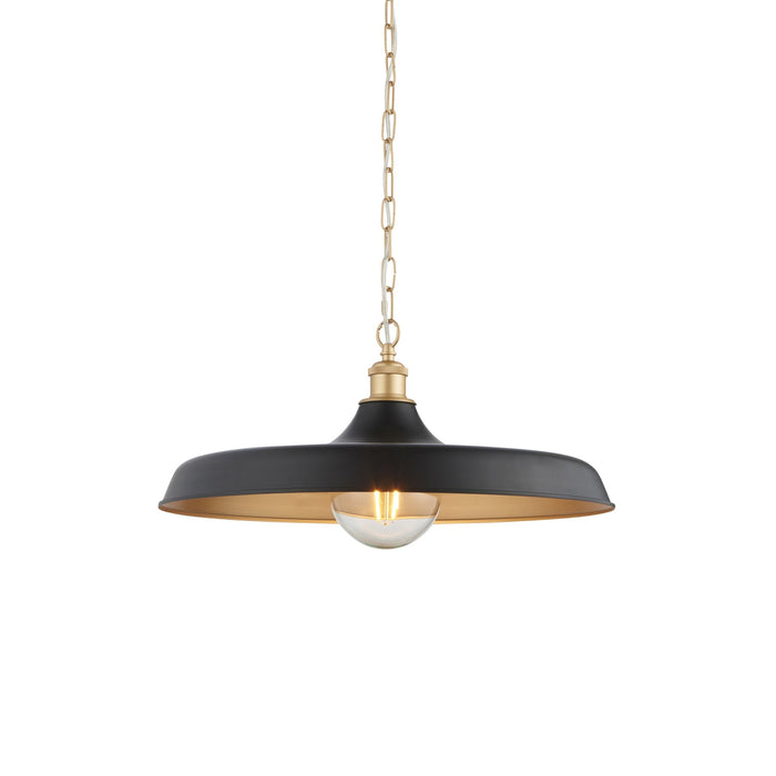 Endon 99998 Pendant 1 Light Matt Black And Satin Gold Paint