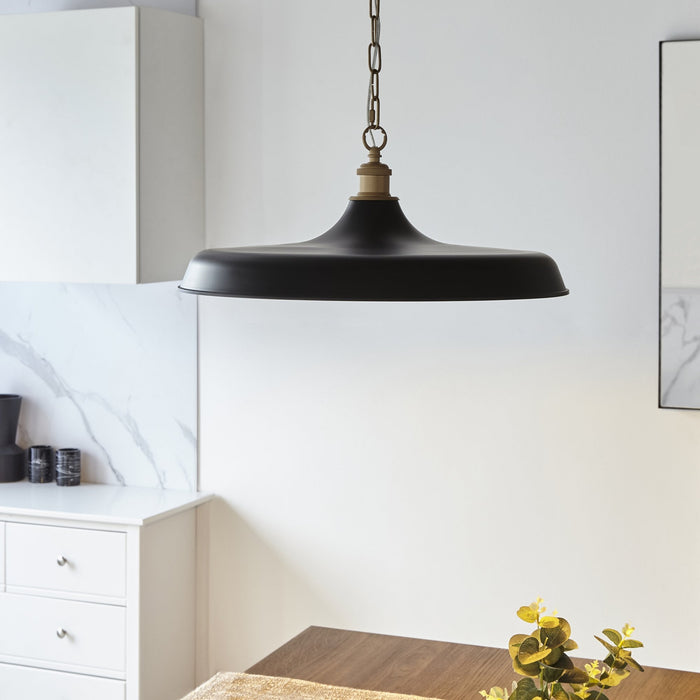 Endon 99998 Pendant 1 Light Matt Black And Satin Gold Paint