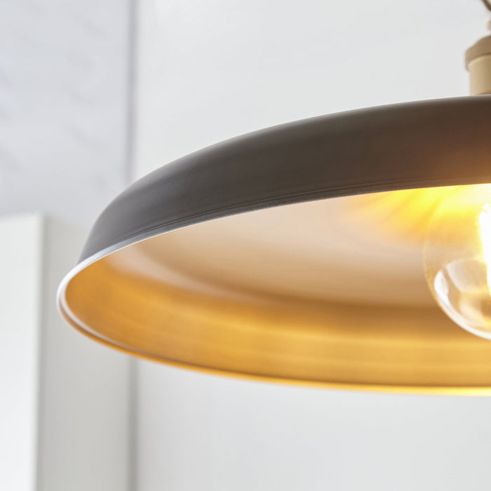 Endon 99998 Pendant 1 Light Matt Black And Satin Gold Paint