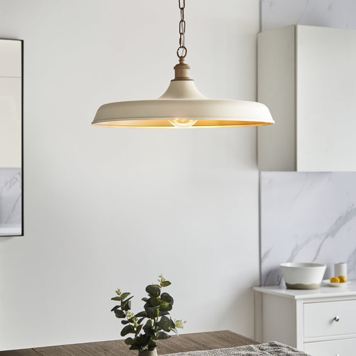 Endon 99999 Pendant 1 Light Matt Warm White And Satin Gold Paint