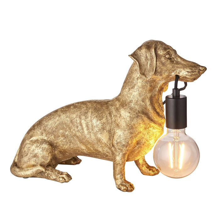 Endon 101187 Dog Table Lamp 1 Light Vintage Gold Paint And Matt Black