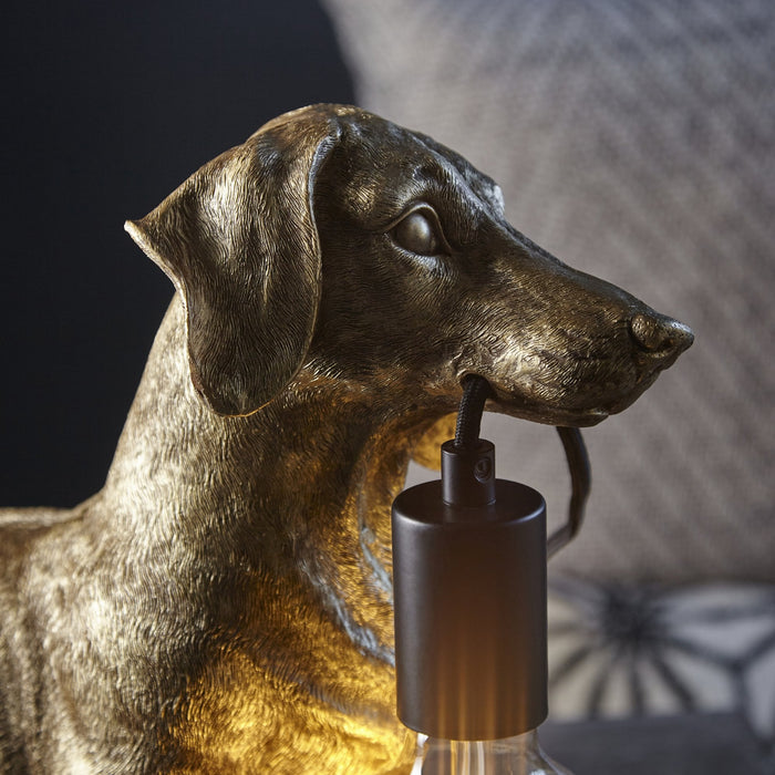Endon 101187 Dog Table Lamp 1 Light Vintage Gold Paint And Matt Black