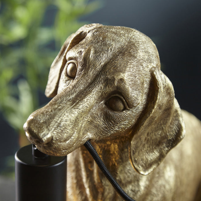 Endon 101187 Dog Table Lamp 1 Light Vintage Gold Paint And Matt Black