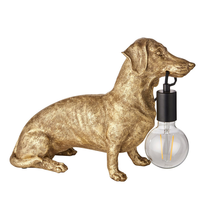 Endon 101187 Dog Table Lamp 1 Light Vintage Gold Paint And Matt Black