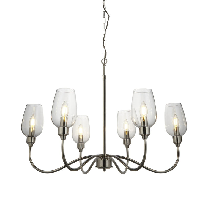 Endon 103315 Pendant 6 Light Bright Nickel Plate And Clear Glass