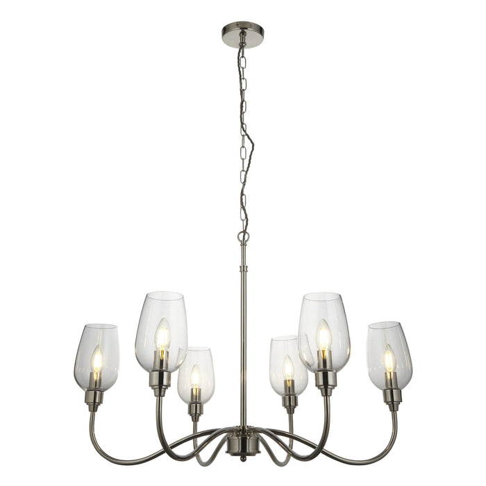 Endon 103315 Pendant 6 Light Bright Nickel Plate And Clear Glass