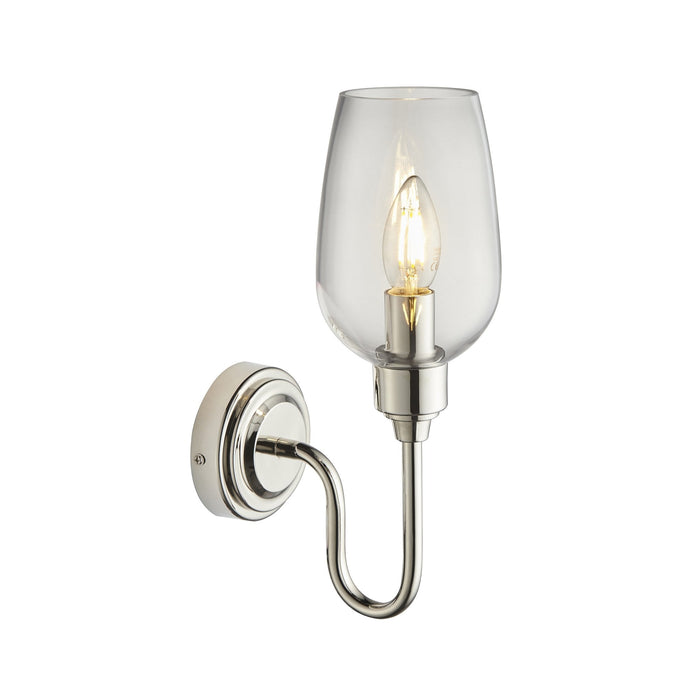 Nelson Lighting NL143316 Wall 1 Light Bright Nickel Plate And Clear Glass