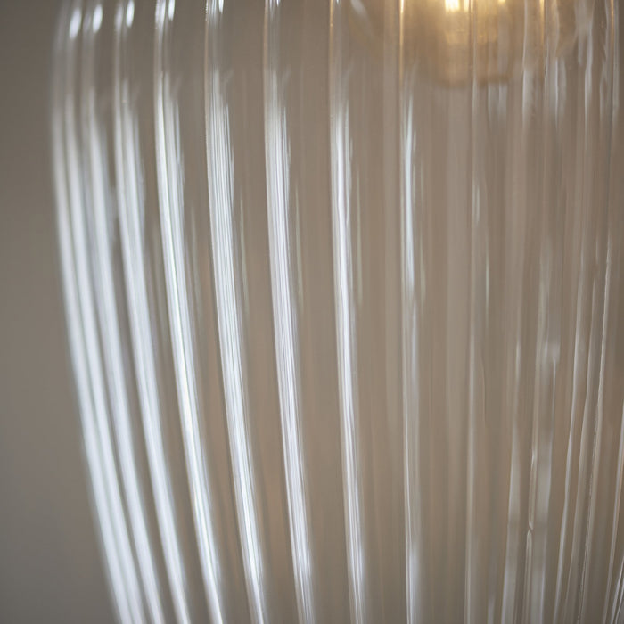 Endon 103675 Pendant 1 Light Bright Nickel Plate And Clear Ribbed Glass