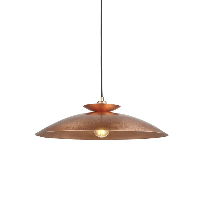 Endon 104010 Pendant 1 Light Hammered Copper And Copper Plate