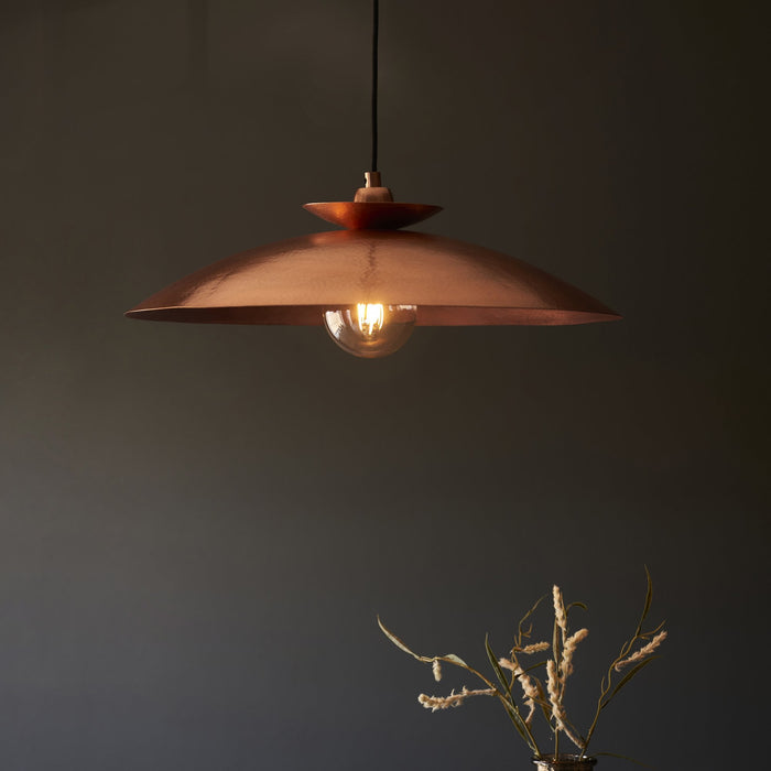 Endon 104010 Pendant 1 Light Hammered Copper And Copper Plate