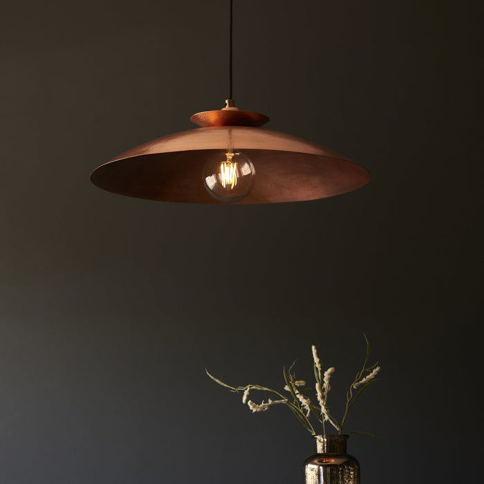 Endon 104010 Pendant 1 Light Hammered Copper And Copper Plate