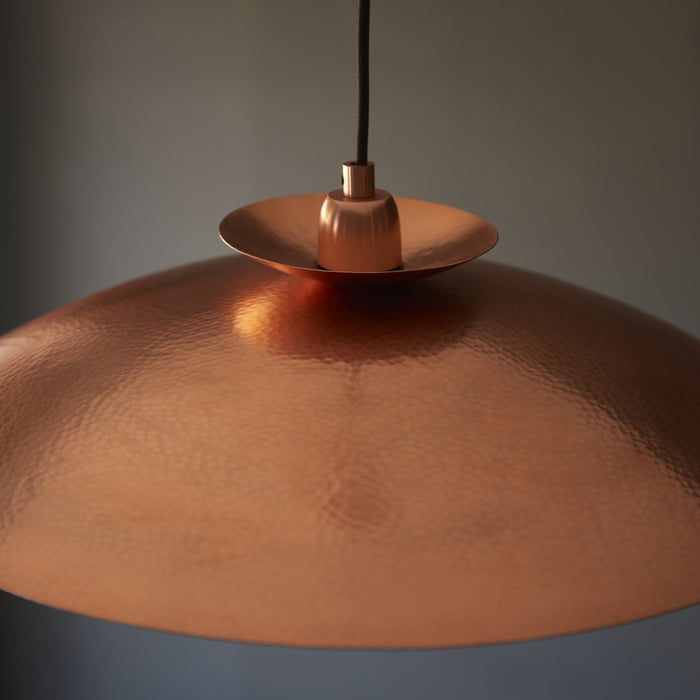 Endon 104010 Pendant 1 Light Hammered Copper And Copper Plate