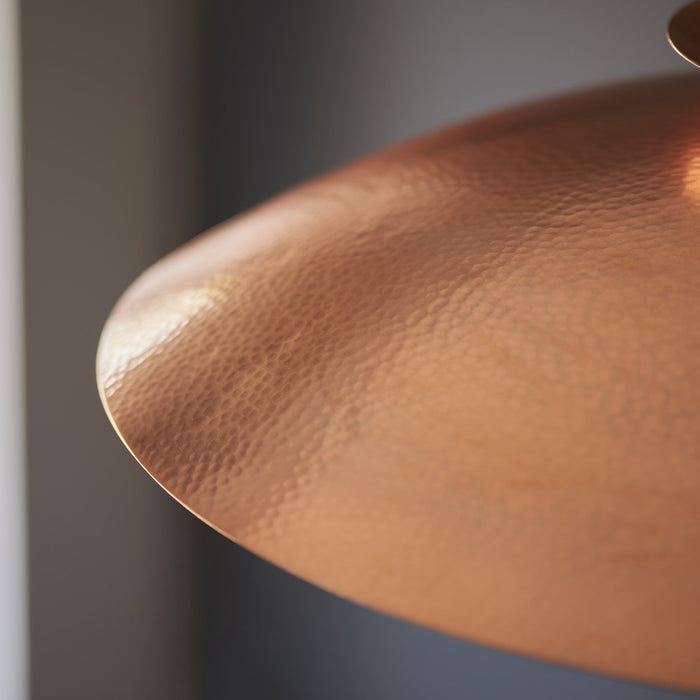 Endon 104010 Pendant 1 Light Hammered Copper And Copper Plate