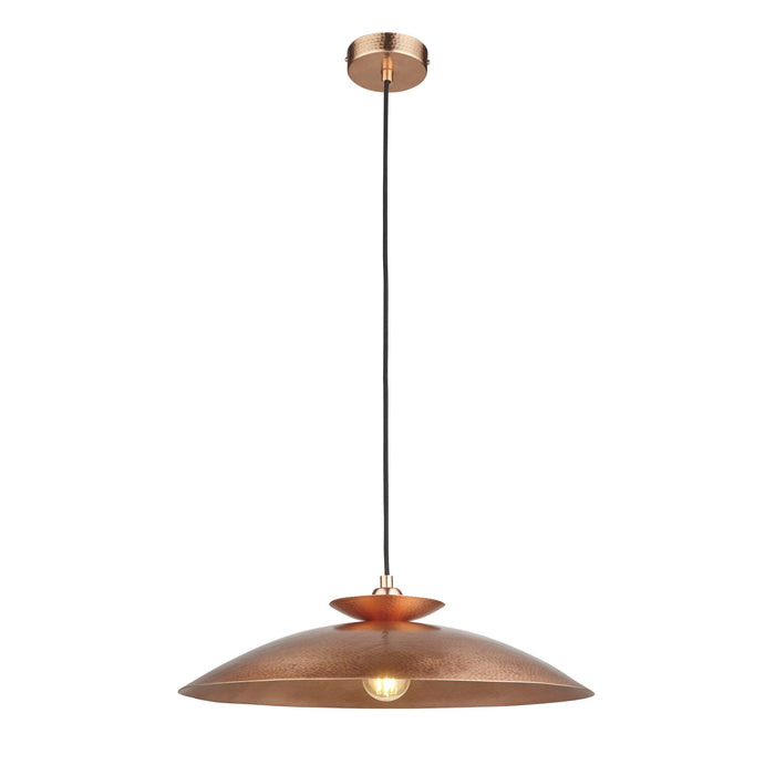 Endon 104010 Pendant 1 Light Hammered Copper And Copper Plate