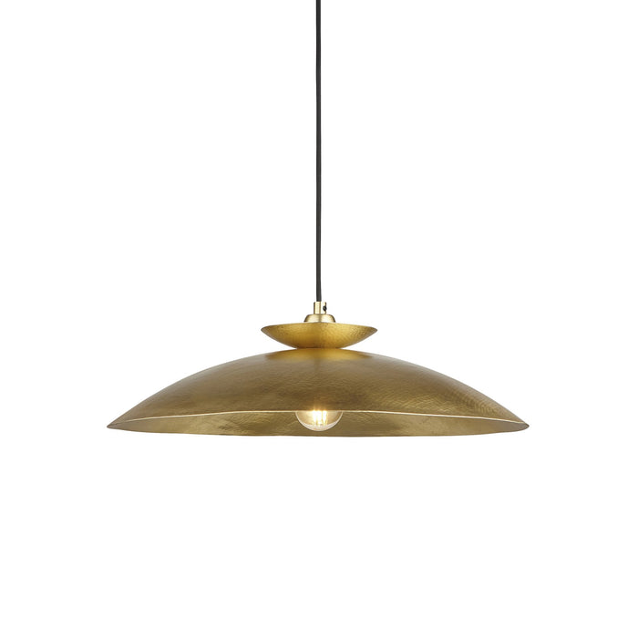 Endon 104011 Pendant 1 Light Hammered Brass And Brass Plate
