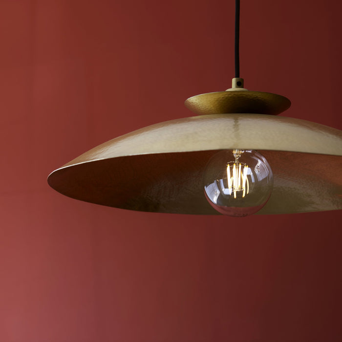 Endon 104011 Pendant 1 Light Hammered Brass And Brass Plate