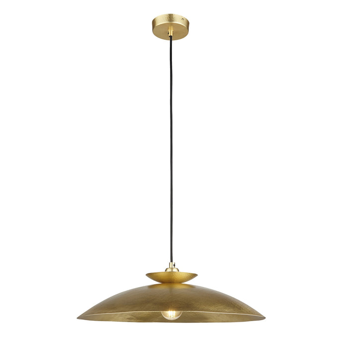 Endon 104011 Pendant 1 Light Hammered Brass And Brass Plate