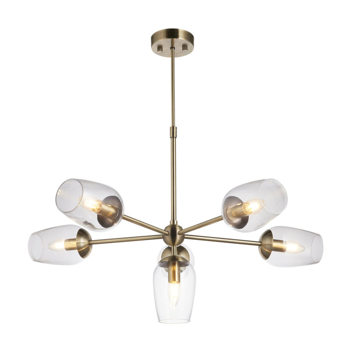 Endon 104094 Pendant 6 Light Antique Brass Plate And Clear Glass
