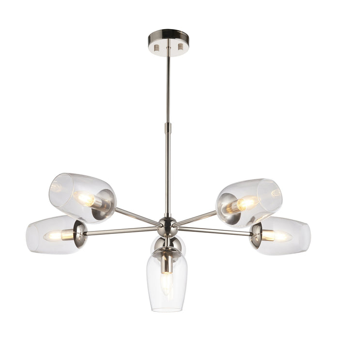 Endon 104095 Pendant 6 Light Bright Nickel Plate And Clear Glass